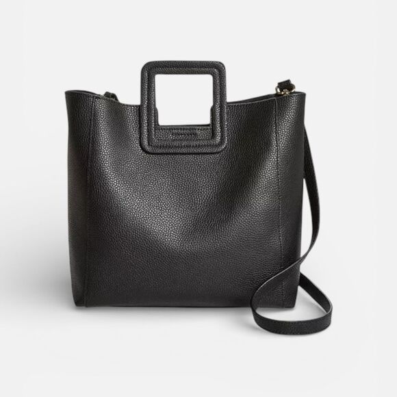 TMRW Studios Handbags - TMRW Studio Antonio Black Leather Tote Bag Square Handle Minimalist
